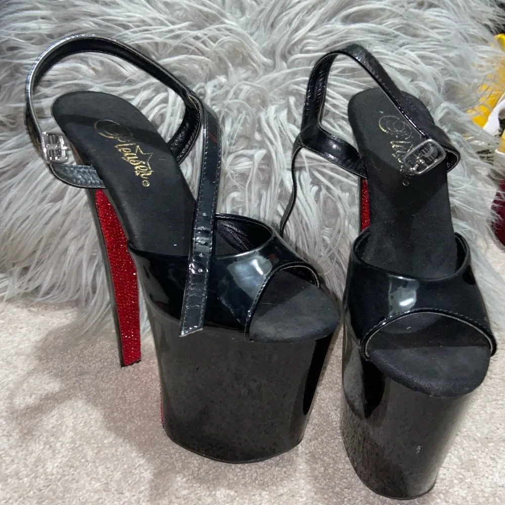 Black 8 inch red bottom pleasers - Picture 3 of 3